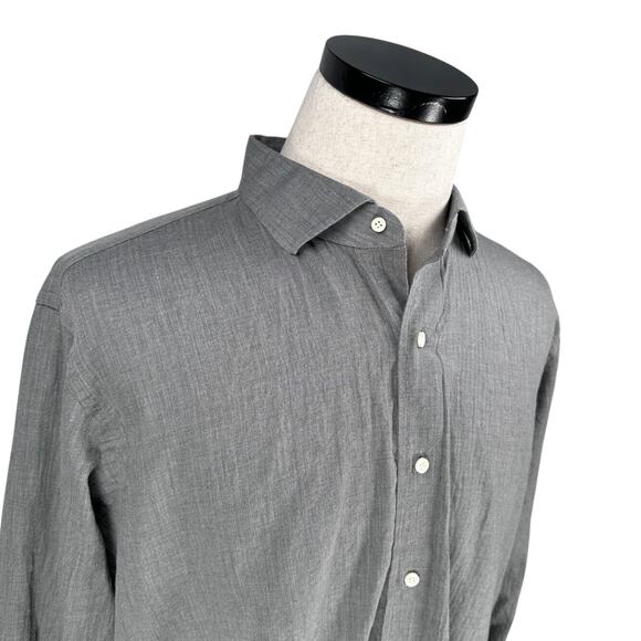 Peter Millar Crown Crafted Fleece Finish Shirt Men's XL Gray Long Sleeve Button - Picture 2 of 10